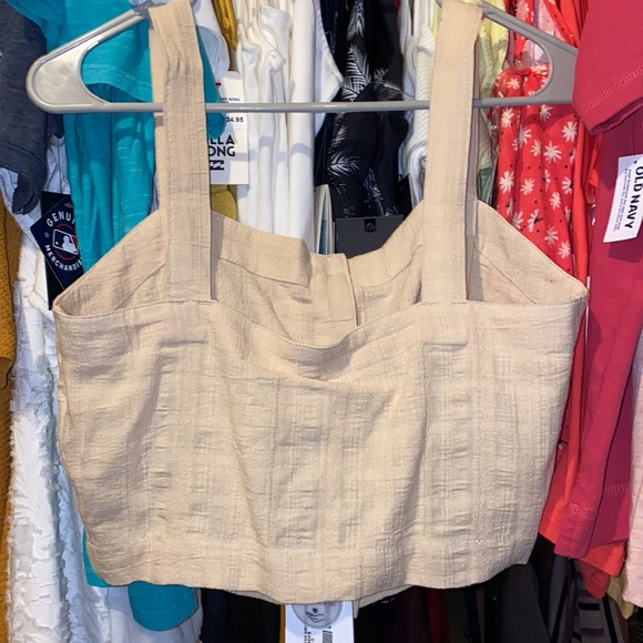 NWT!! Roxy Women's Ocean Groove Button Front Cropped Tank Ivory Cream - Picture 10 of 10